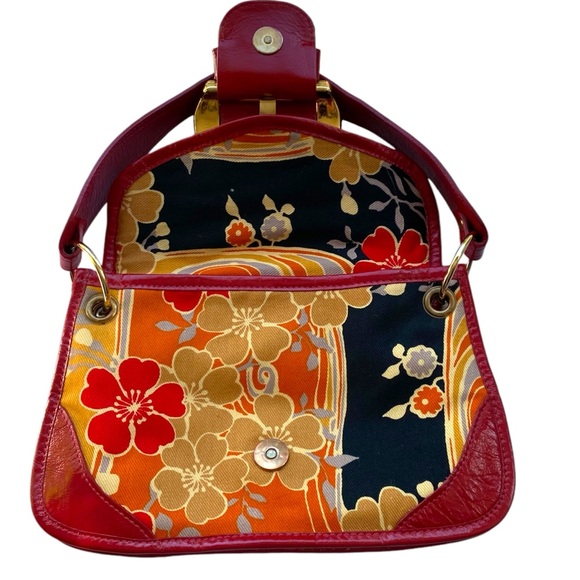 Dolce & Gabbana Rare Red Patent Leather Floral Print Handbag STUNNING! - Picture 8 of 14